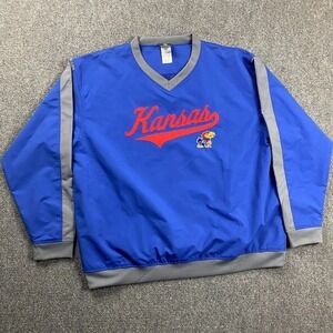 Kansas University Jayhawks Jacket Adults Large 42-44 Windbreaker Blue‎ Mens